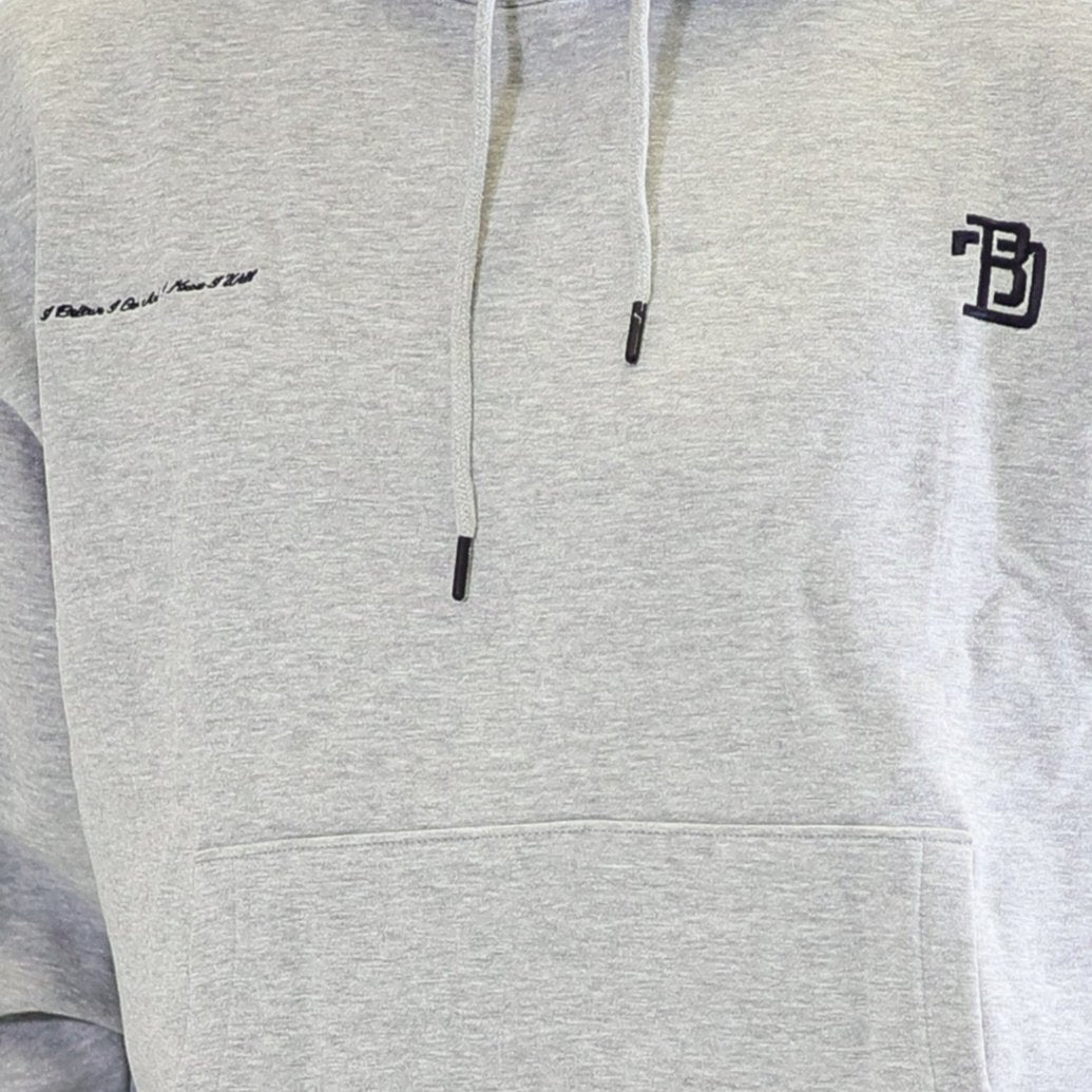 BDT // EMBROIDERED "I BELIEVE" HOODIE GREY