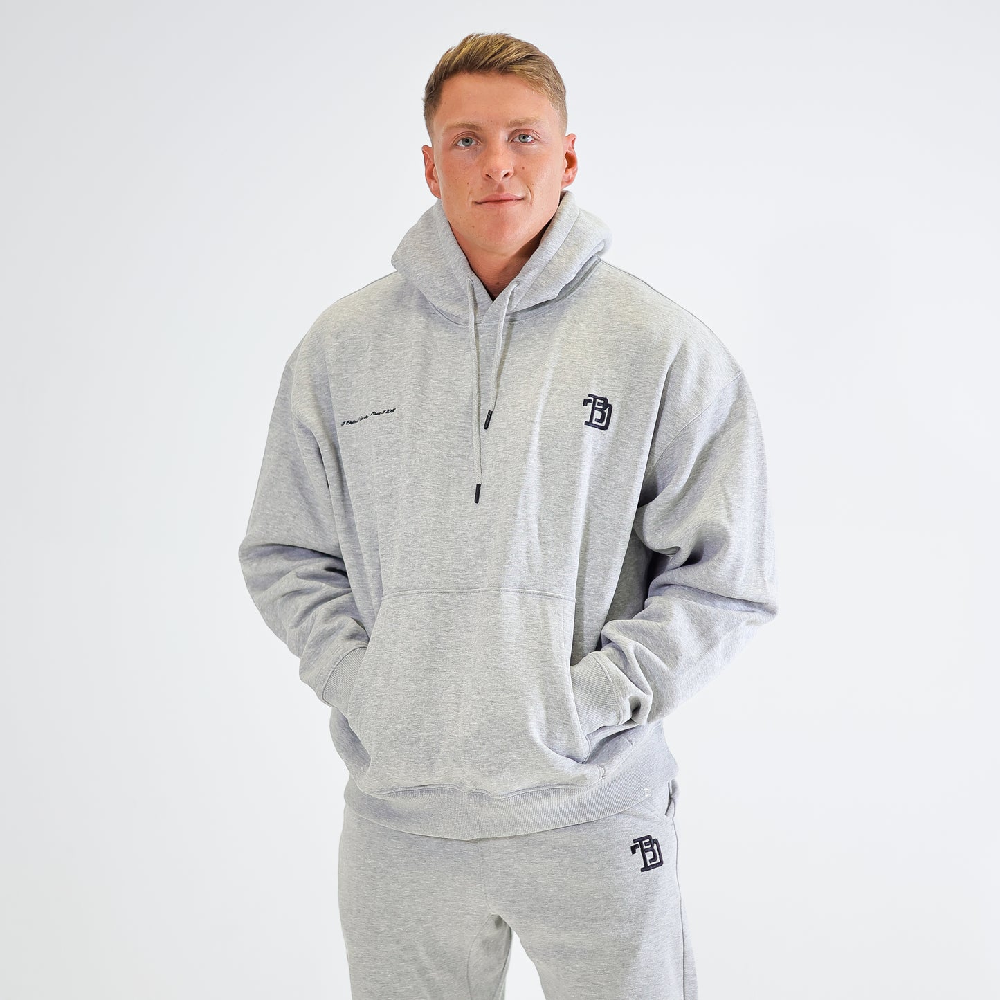 BDT // EMBROIDERED "I BELIEVE" HOODIE GREY