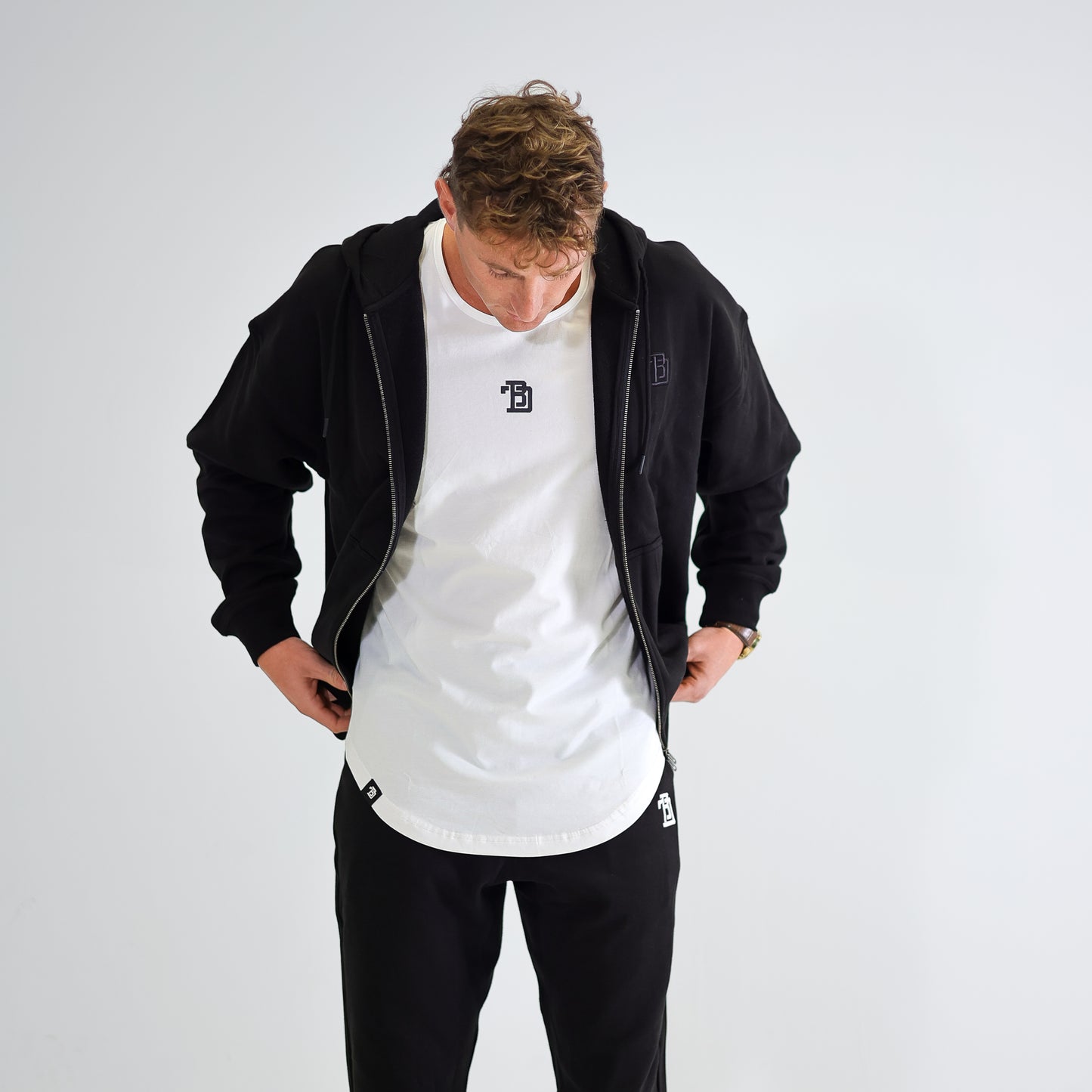 BDT // EMBROIDERED BLOCK ZIP HOODIE
