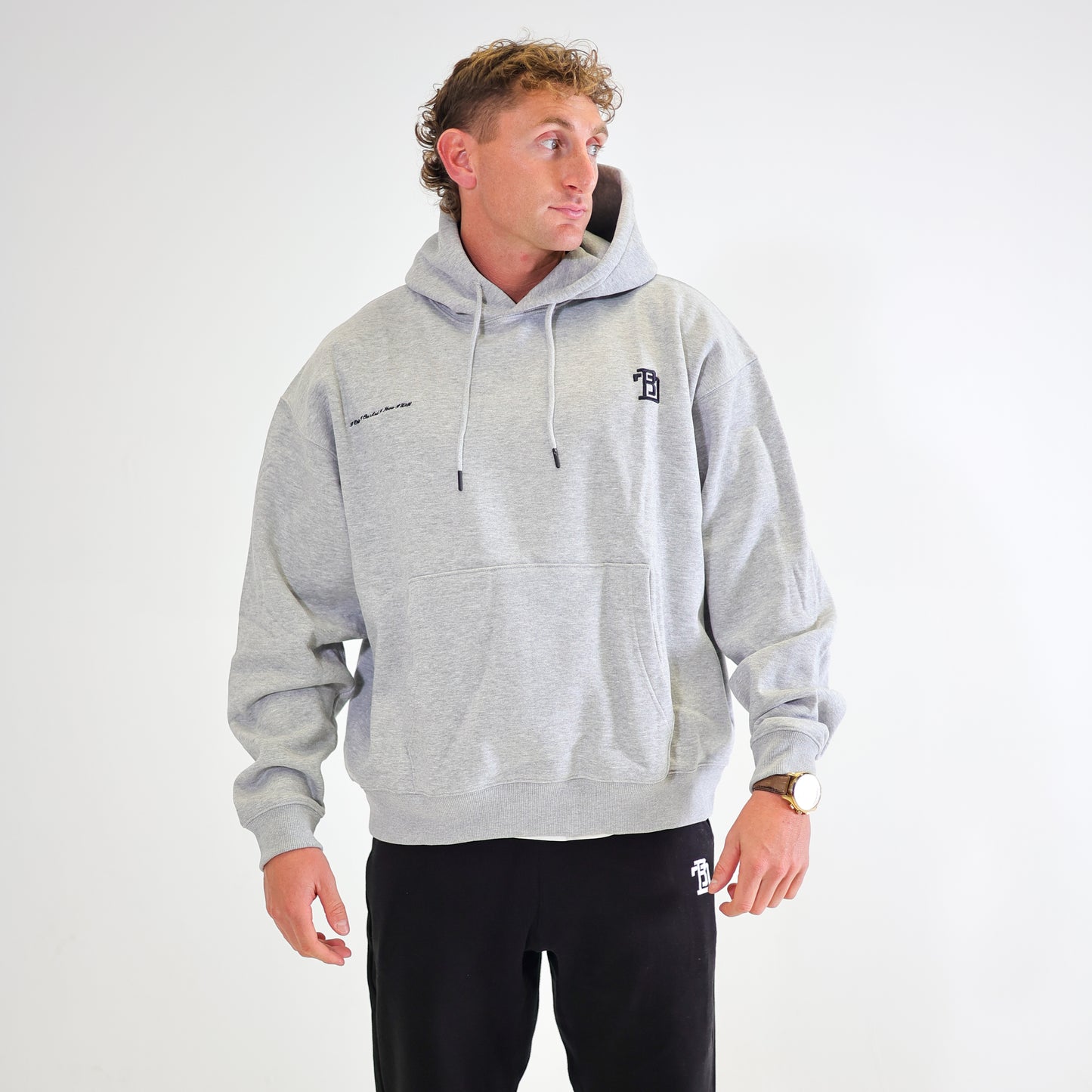 BDT // EMBROIDERED "I BELIEVE" HOODIE GREY