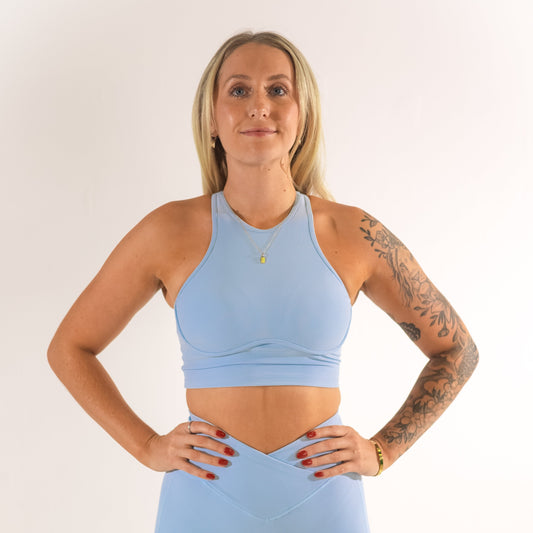 BDT // EMPOWER HIGH CREW SPORTS BRA SKY BLUE