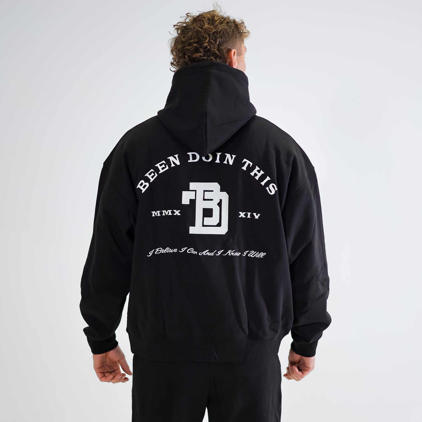 BDT // EMBROIDERED "I BELIEVE" HOODIE BLACK