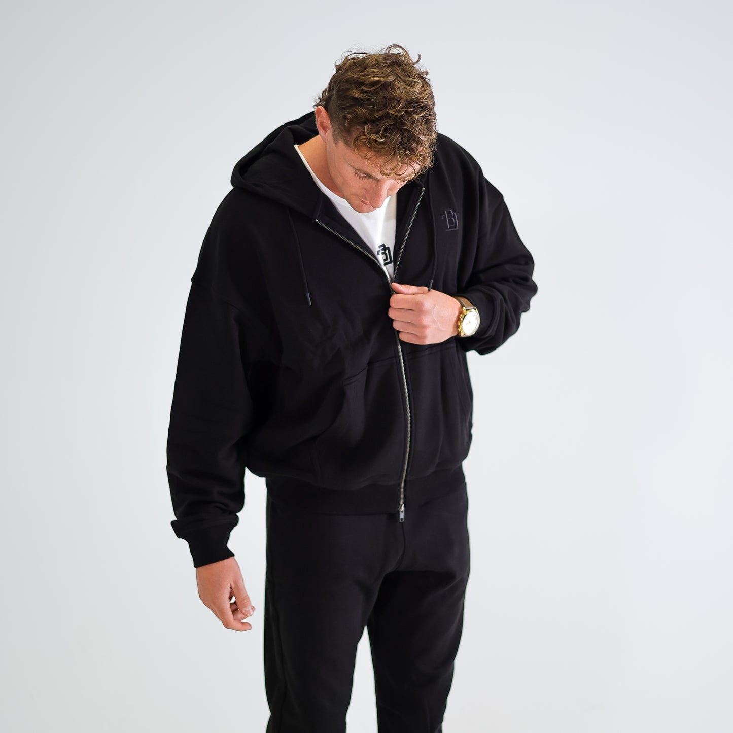 BDT // EMBROIDERED BLOCK ZIP HOODIE