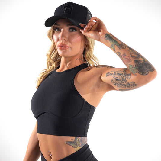 BDT // EMPOWER HIGH CREW SPORTS BRA BLACK